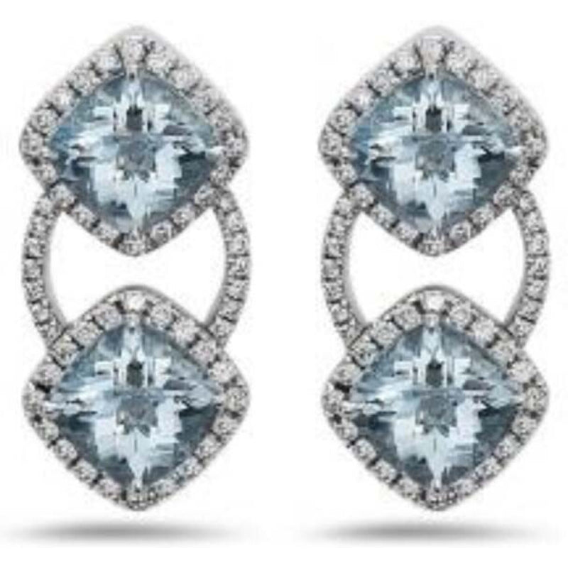 Charles Krypell - Pastel Diamond Double Cushion Earring - Aquamarine