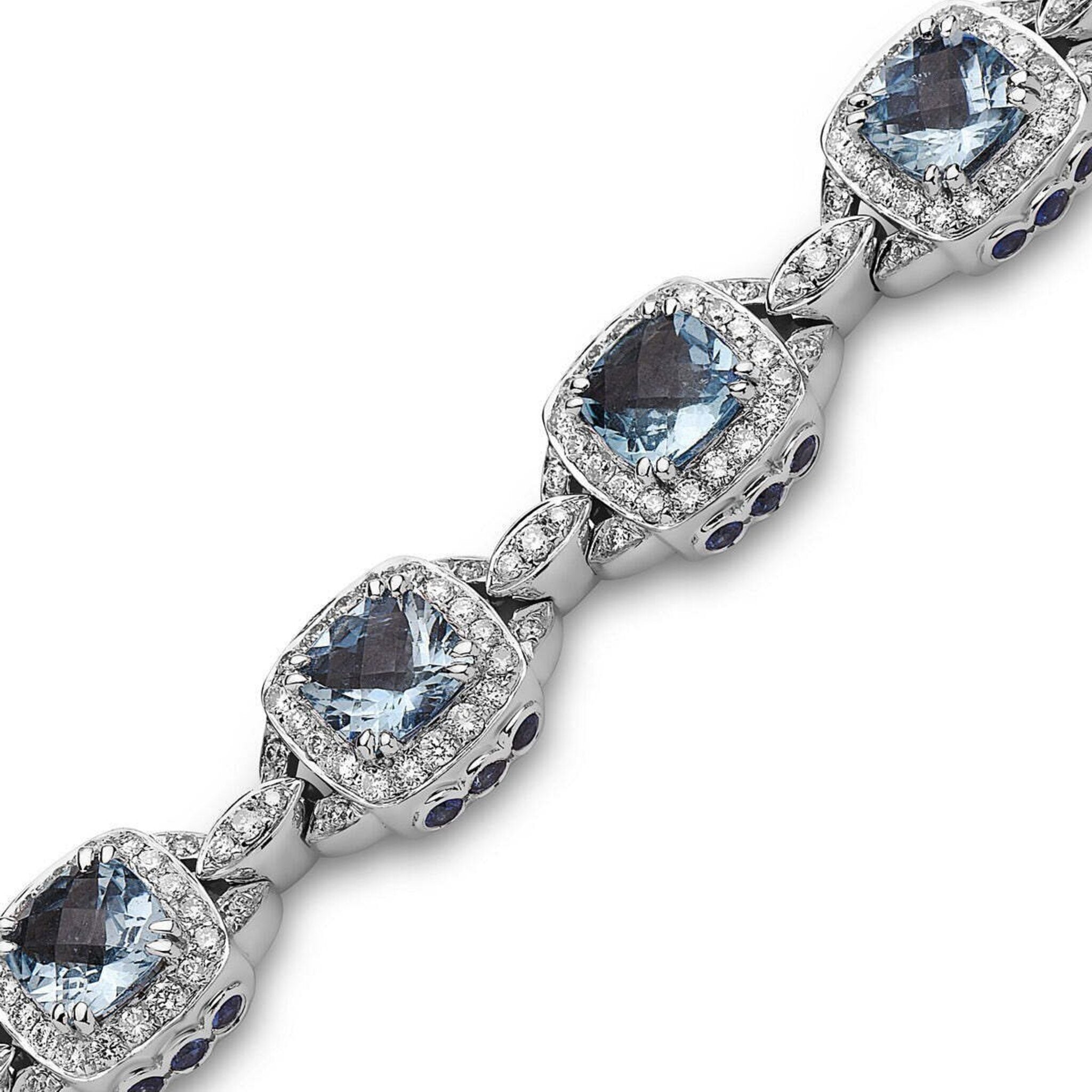 Charles Krypell - Pastel Diamond Regal Cushion Bracelet - Aquamarine