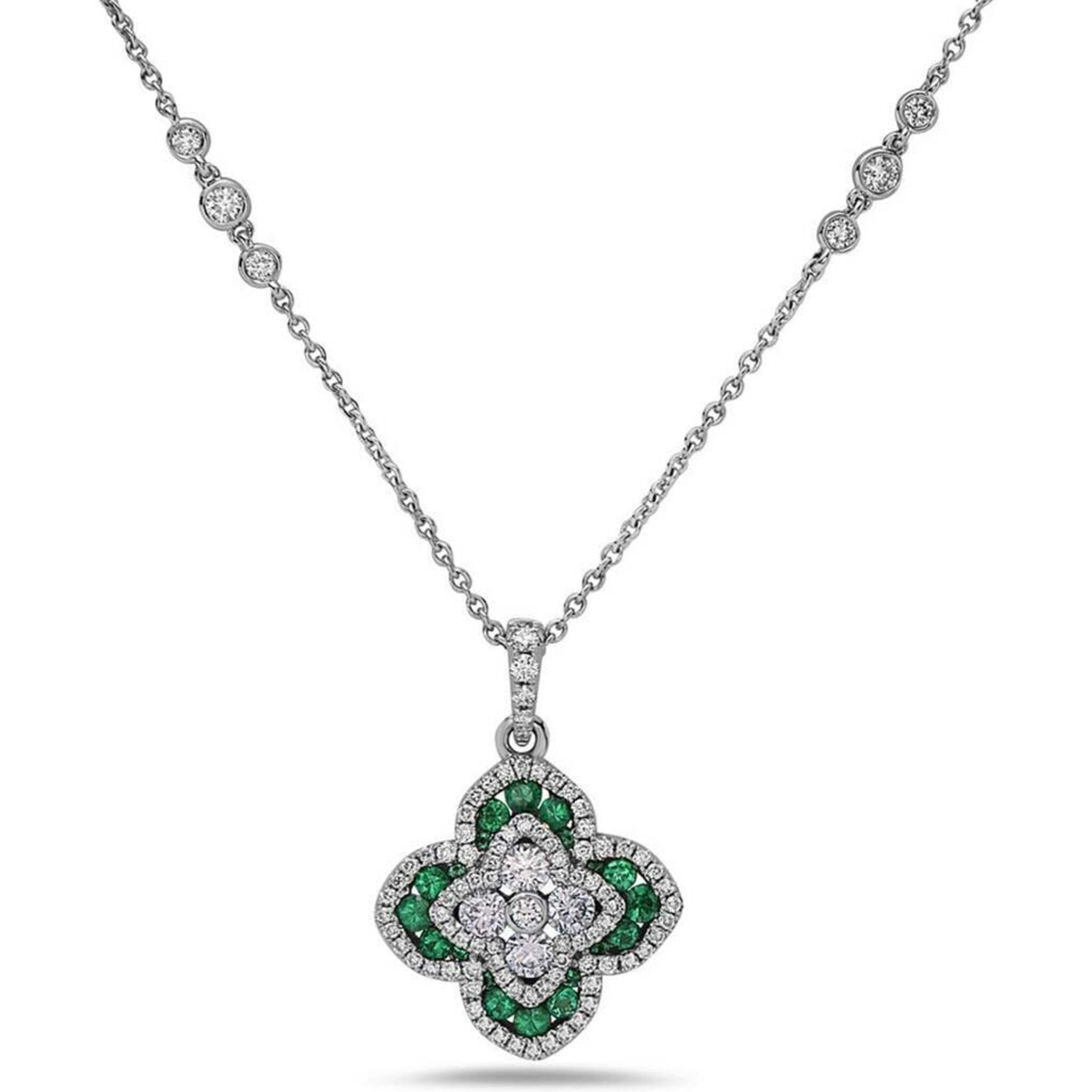 Charles Krypell - Quatrefoil Diamond Necklace - Emerald