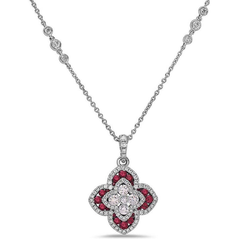 Charles Krypell - Quatrefoil Diamond Necklace - Ruby