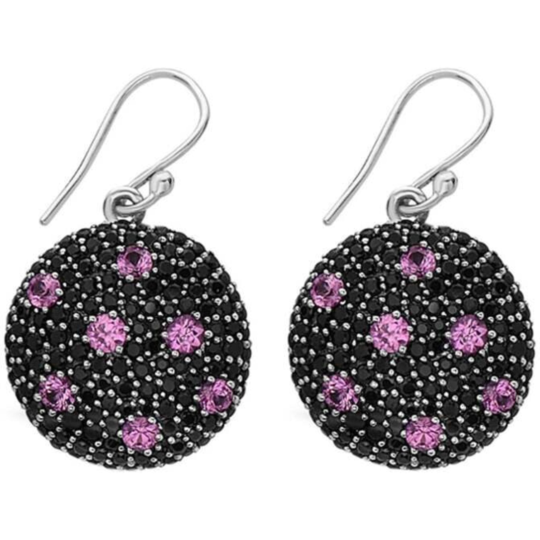 Charles Krypell - Sterling Silver Starlight Disk Drop Earring - Sterling Silver / Pink Sapphire