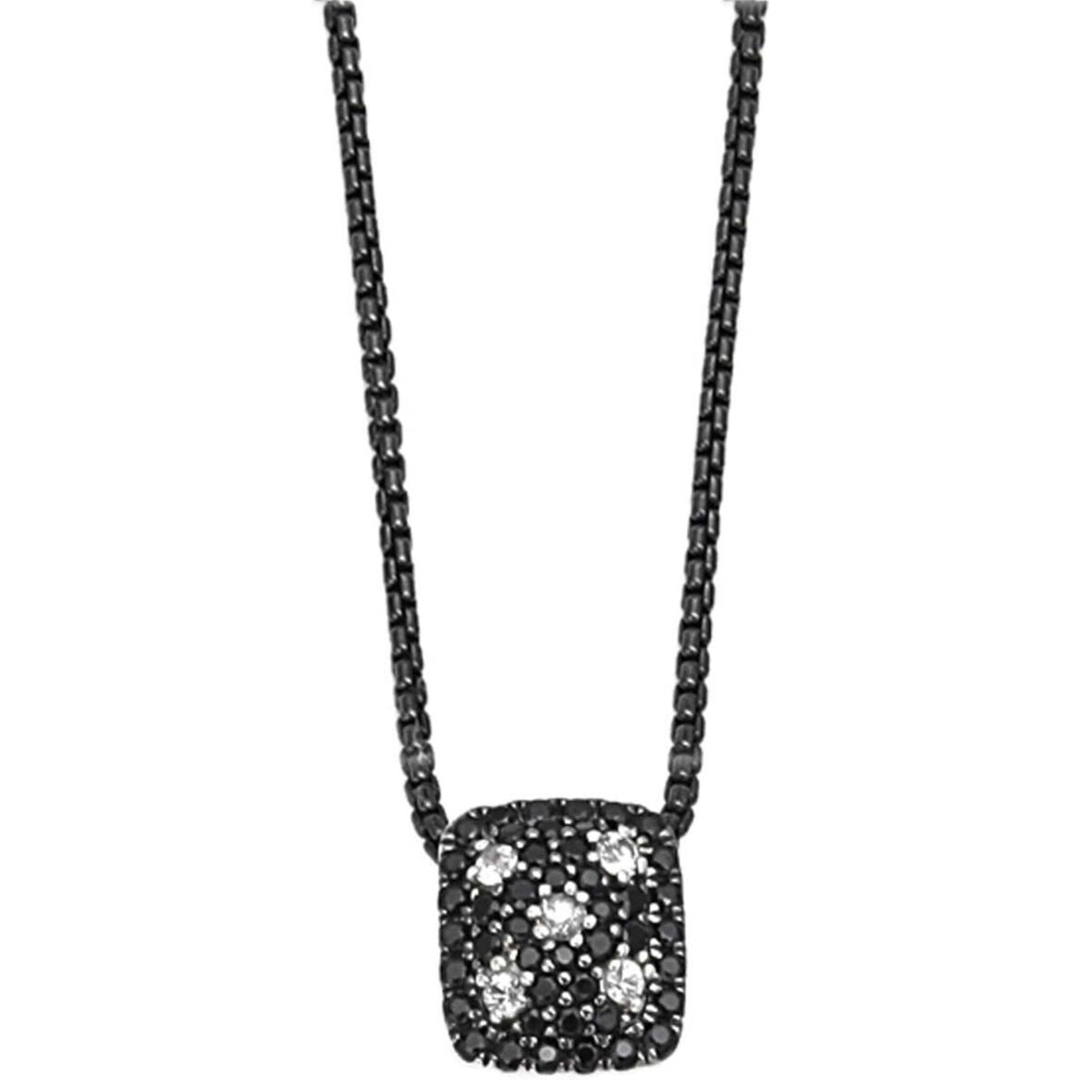 Charles Krypell - Sterling Silver Starlight Large Cushion Necklace - Black & White Sapphire