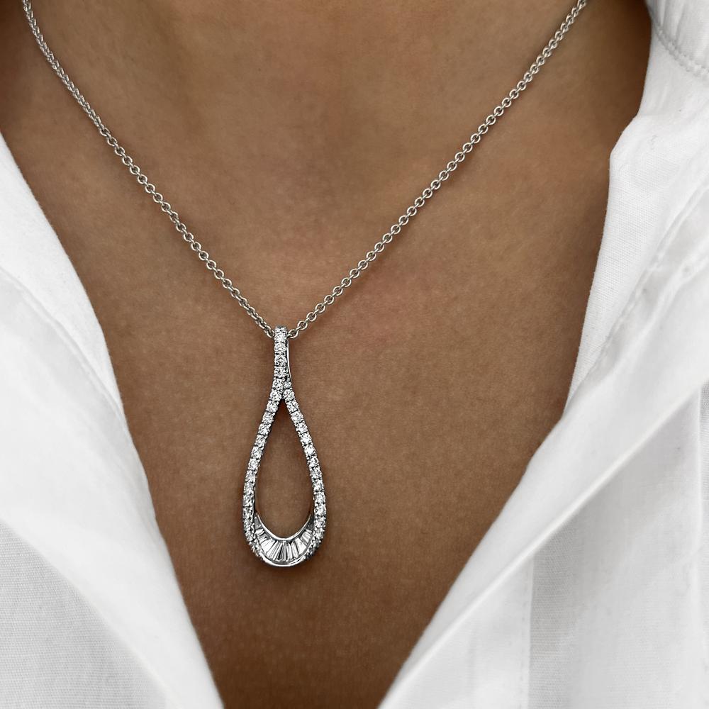 Charles Krypell - Teardrop Pendant in 18K White Gold