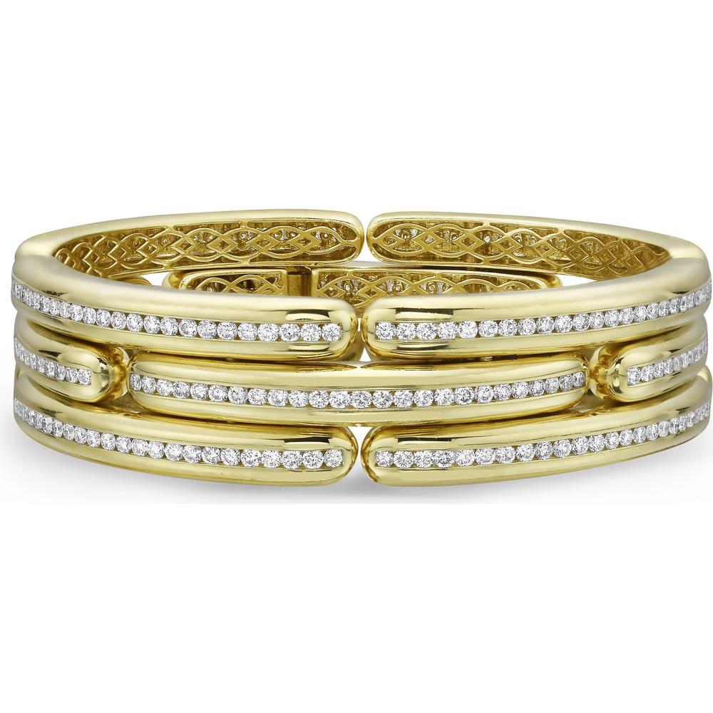 Charles Krypell - Triple Row Changel Set Diamond Hinge Bracelet in 18K Yellow Gold