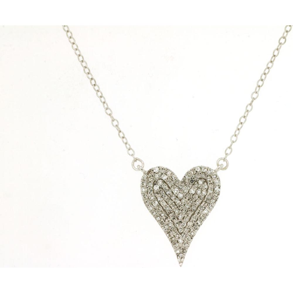 Charming 14K White Gold Diamond Heart Necklace