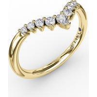 Chevron Band with Prong Set Tapered Round Diamonds and Pear Diamond by Fana - 0.21 Carat Total Diamond Weight