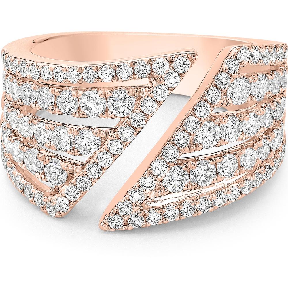 Chevron Bypass Diamond Band Ring in 18K Rose Gold by Charles Krypell