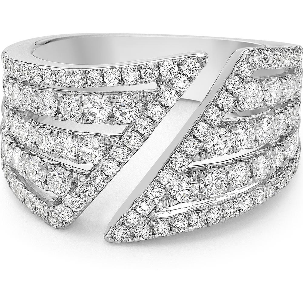 Chevron Bypass Diamond Band Ring in 18K White Gold by Charles Krypell