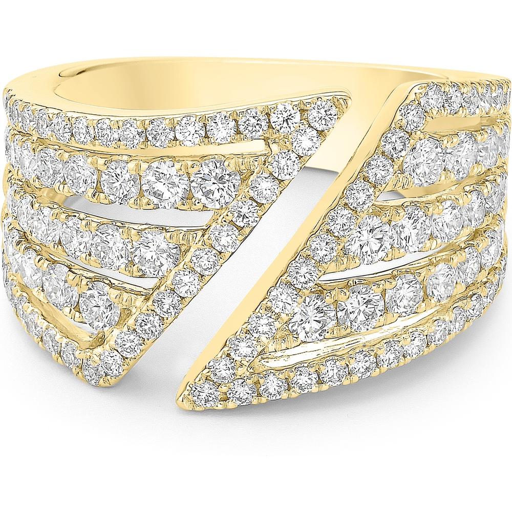 Chevron Bypass Diamond Band Ring in 18K Yellow Gold by Charles Krypell