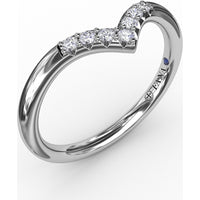Chevron Diamond Band with Shared-Prong Round Diamonds by Fana - 0.11 Carat Total Diamond Weight