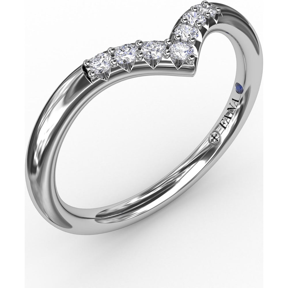 Chevron Diamond Band with Shared-Prong Round Diamonds by Fana - 0.11 Carat Total Diamond Weight