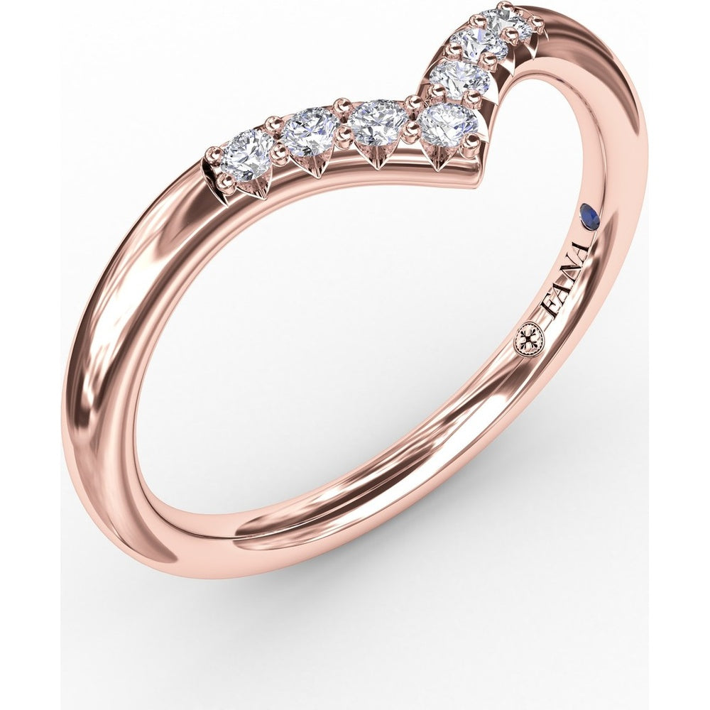 Chevron Diamond Band with Shared-Prong Round Diamonds by Fana - 0.11 Carat Total Diamond Weight