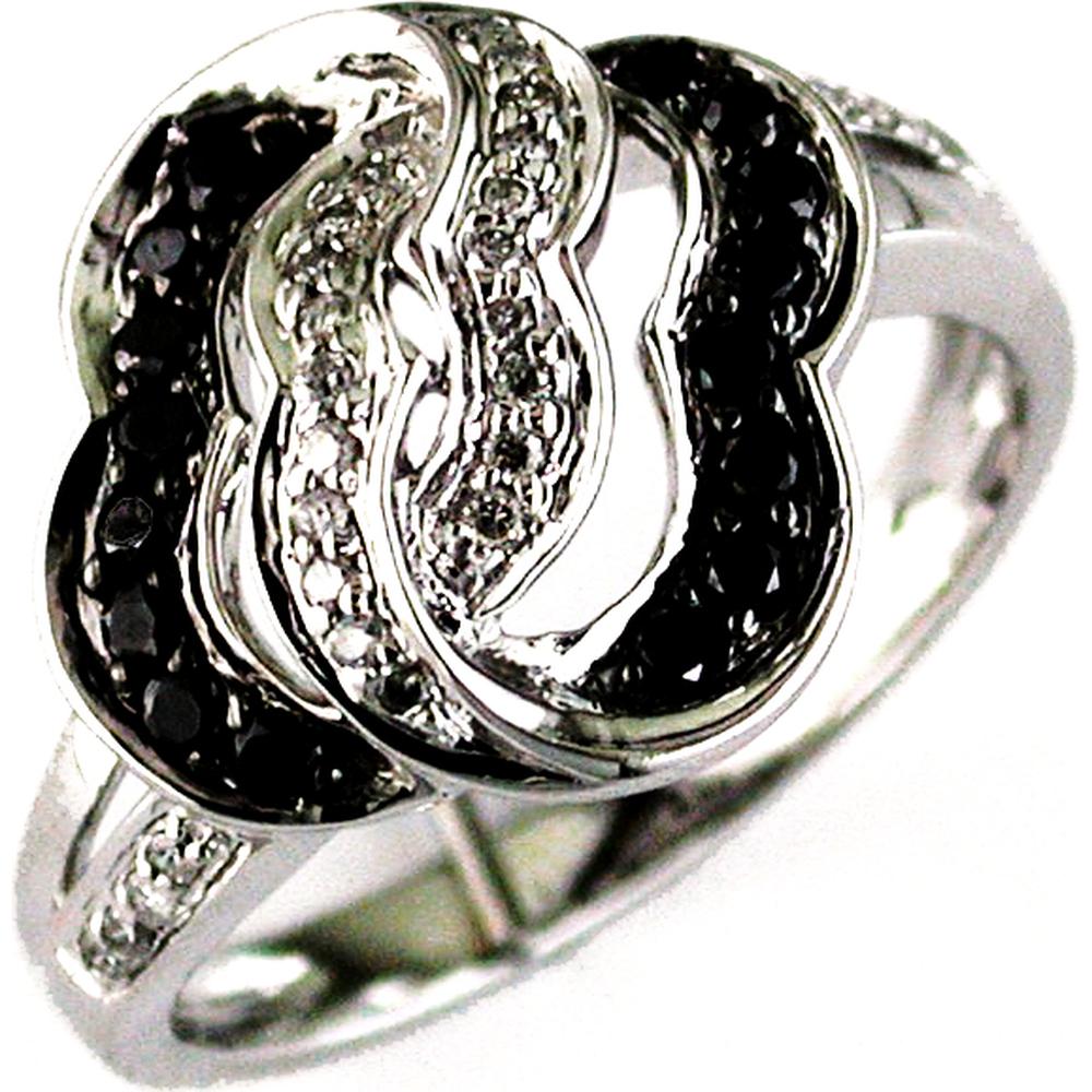Chic 14K White Gold 0.26 Carat Black Diamond & 0.12 Carat Diamond Ring