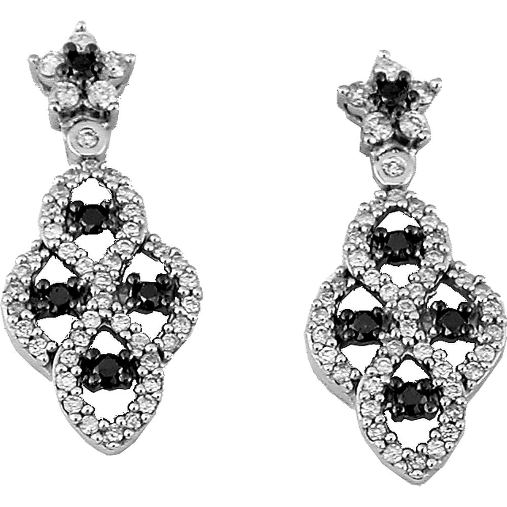 Chic 14K White Gold 0.50 Carat Diamond & 0.22 Carat Black Diamond Earrings