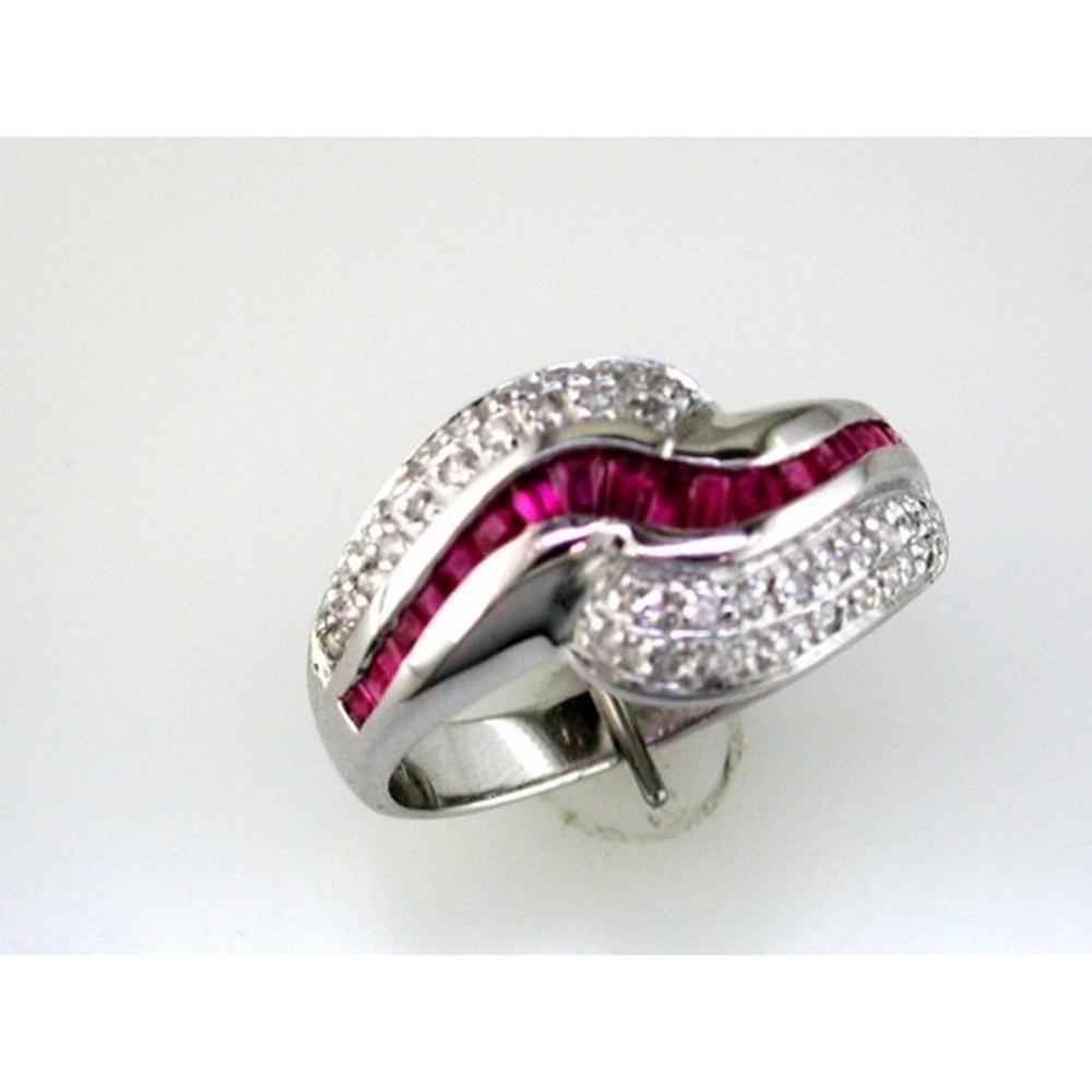 Chic 14K White Gold 0.88 Carat Ruby & 0.21 Carat Diamond Ring