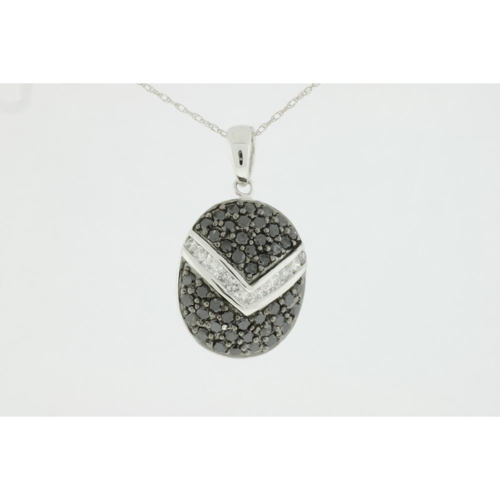 Chic 14K White Gold 1.11 Carat Black Diamond & 0.28 Carat Diamond Pendant