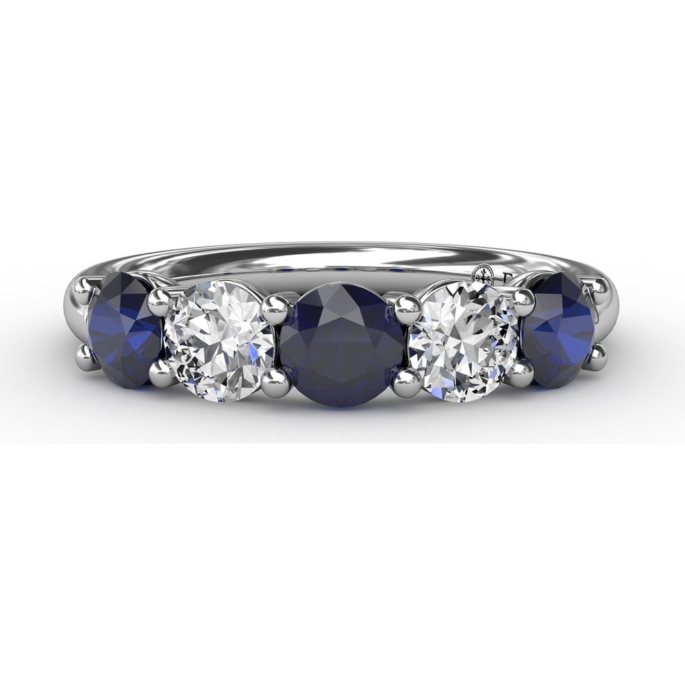 Chunky Anniversary Band with Shared-Prong Round Sapphires and Diamonds by Fana - 1.47 Carat Total Gemstone Weight