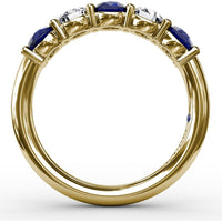 Chunky Anniversary Band with Shared-Prong Round Sapphires and Diamonds by Fana - 1.47 Carat Total Gemstone Weight