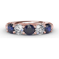 Chunky Anniversary Band with Shared-Prong Round Sapphires and Diamonds by Fana - 1.47 Carat Total Gemstone Weight