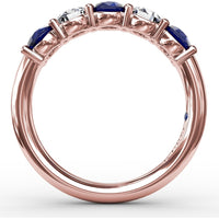 Chunky Anniversary Band with Shared-Prong Round Sapphires and Diamonds by Fana - 1.47 Carat Total Gemstone Weight