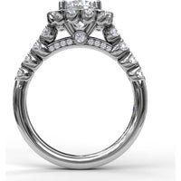 Chunky Cushion Halo Engagement Ring Setting with Round Diamond Band by Fana - 0.77 Carat Total Diamond Weight