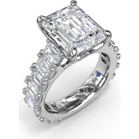 Chunky Emerald Cut Diamond Engagement Ring Setting with 16 Side Stones - 4.96 Carat Total Side Stone Weight by Fana
