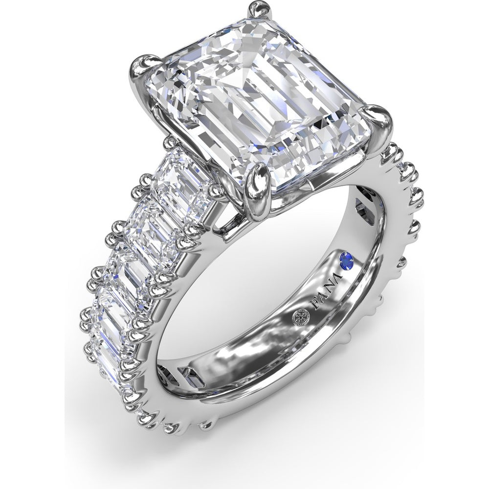 Chunky Emerald Cut Diamond Engagement Ring Setting with 16 Side Stones - 4.96 Carat Total Side Stone Weight by Fana