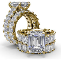 Chunky Emerald Cut Diamond Engagement Ring Setting with 16 Side Stones - 4.96 Carat Total Side Stone Weight by Fana