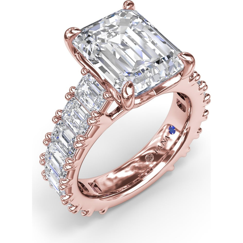 Chunky Emerald Cut Diamond Engagement Ring Setting with 16 Side Stones - 4.96 Carat Total Side Stone Weight by Fana