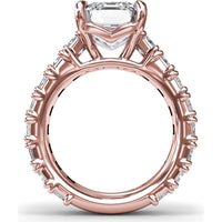 Chunky Emerald Cut Diamond Engagement Ring Setting with 16 Side Stones - 4.96 Carat Total Side Stone Weight by Fana