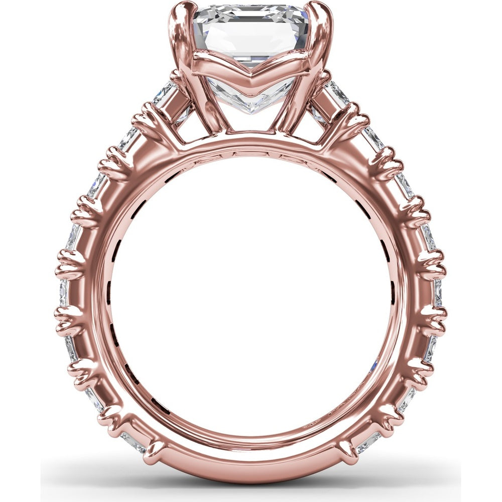 Chunky Emerald Cut Diamond Engagement Ring Setting with 16 Side Stones - 4.96 Carat Total Side Stone Weight by Fana