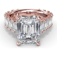 Chunky Emerald Cut Diamond Engagement Ring Setting with 16 Side Stones - 4.96 Carat Total Side Stone Weight by Fana