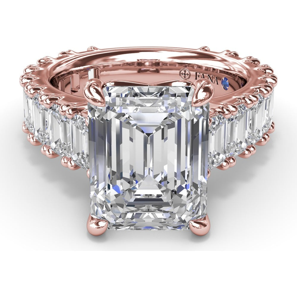 Chunky Emerald Cut Diamond Engagement Ring Setting with 16 Side Stones - 4.96 Carat Total Side Stone Weight by Fana