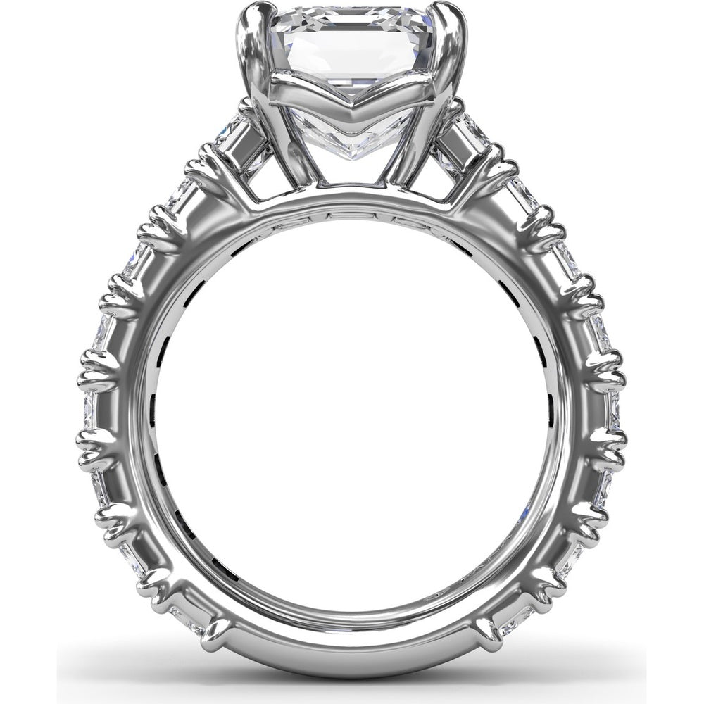 Chunky Emerald Cut Diamond Engagement Ring Setting with 16 Side Stones - 4.96 Carat Total Side Stone Weight by Fana