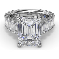 Chunky Emerald Cut Diamond Engagement Ring Setting with 16 Side Stones - 4.96 Carat Total Side Stone Weight by Fana