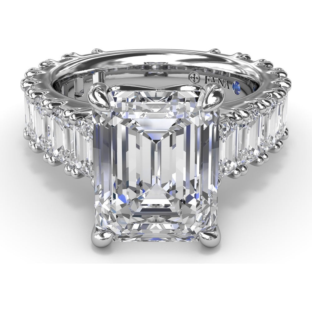 Chunky Emerald Cut Diamond Engagement Ring Setting with 16 Side Stones - 4.96 Carat Total Side Stone Weight by Fana