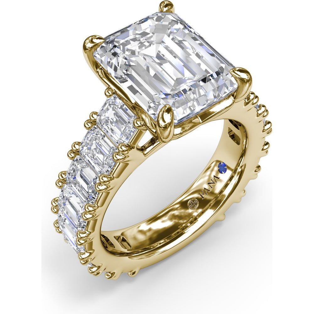 Chunky Emerald Cut Diamond Engagement Ring Setting with 16 Side Stones - 4.96 Carat Total Side Stone Weight by Fana