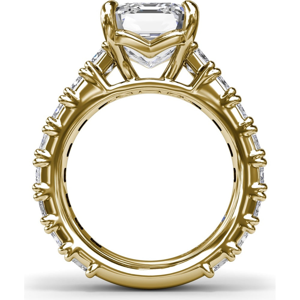 Chunky Emerald Cut Diamond Engagement Ring Setting with 16 Side Stones - 4.96 Carat Total Side Stone Weight by Fana