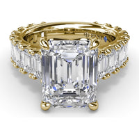 Chunky Emerald Cut Diamond Engagement Ring Setting with 16 Side Stones - 4.96 Carat Total Side Stone Weight by Fana