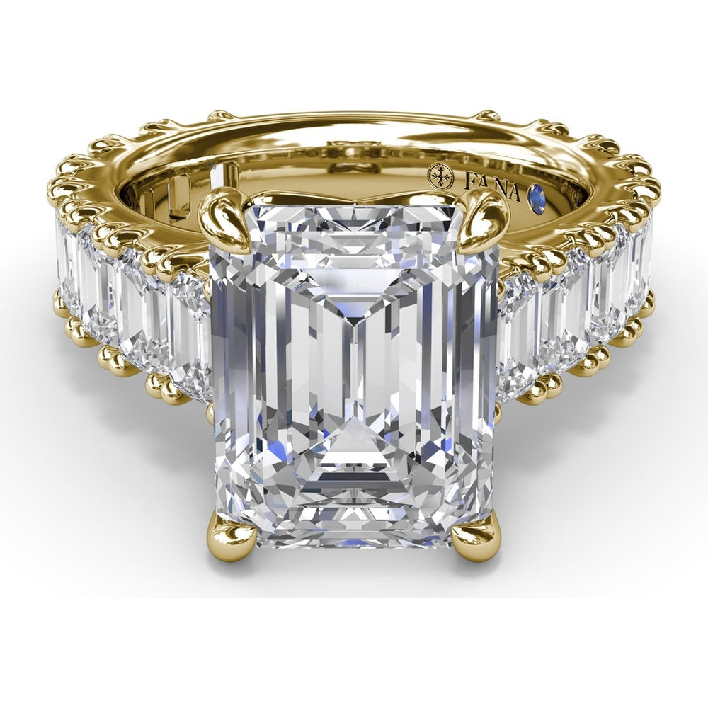Chunky Emerald Cut Diamond Engagement Ring Setting with 16 Side Stones - 4.96 Carat Total Side Stone Weight by Fana