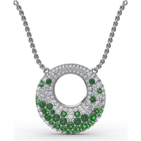 Circle of Life Pendant with Pavé Diamonds and Prong-Set Tsavorite Garnets by Fana - 1.89 Carat Total Gemstone Weight