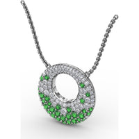 Circle of Life Pendant with Pavé Diamonds and Prong-Set Tsavorite Garnets by Fana - 1.89 Carat Total Gemstone Weight