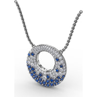 Circle of Life Pendant with Pavé Diamonds and Round Blue Sapphires by Fana - 2.08 Carat Total Gemstone Weight
