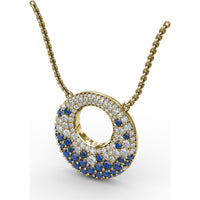 Circle of Life Pendant with Pavé Diamonds and Round Blue Sapphires by Fana - 2.08 Carat Total Gemstone Weight