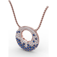 Circle of Life Pendant with Pavé Diamonds and Round Blue Sapphires by Fana - 2.08 Carat Total Gemstone Weight