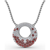 Circle of Life Pendant with Pavé Diamonds and Round Rubies by Fana - 2.08 Carat Total Gemstone Weight
