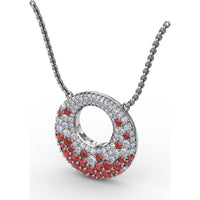 Circle of Life Pendant with Pavé Diamonds and Round Rubies by Fana - 2.08 Carat Total Gemstone Weight