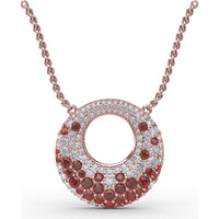 Circle of Life Pendant with Pavé Diamonds and Round Rubies by Fana - 2.08 Carat Total Gemstone Weight