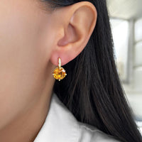 Citrine and Diamond Compass Set Drop Earrings in 18K Yellow Gold by Charles Krypell