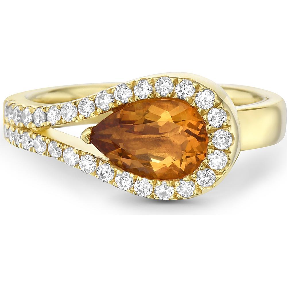 Citrine and Diamond Lasso Ring in 18K Yellow Gold by Charles Krypell